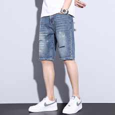 批发潮牌牛仔短裤男时尚潮流破洞牛仔五分裤<b class='q'>青春活力</b>男士短裤