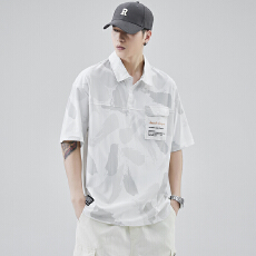 批发实拍2025<b class='q'>夏</b>季潮牌翻领短袖t恤男迷彩韩版Polo衫百搭短袖T恤男