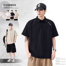 批发2025夏季新款男士短袖POLO宽松休闲简约百搭翻领体恤衫