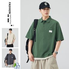 批发2025夏季新款男士短袖POLO衫宽松休闲百搭翻领体恤衫