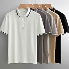 批发实拍夏季新款纯棉短袖Polo衫男韩版<b class='q'>潮</b>流翻领t恤简约百搭上衣