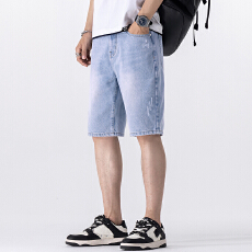 批发实拍2025夏季新款<b class='q'>牛仔</b><b class='q'>短裤</b><b class='q'>男</b>百搭宽松韩版潮流裤子ins五分裤