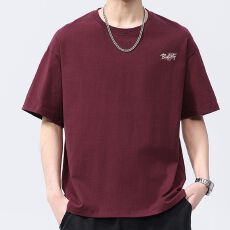 批发实拍<b class='q'>夏</b>季新款圆领短袖t恤男士重磅260克T恤舒适薄款休闲简约上衣