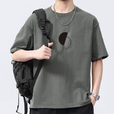 批发实拍2025<b class='q'>夏</b>季新款圆领短袖t恤男纯棉重磅260克舒适简约韩版体恤