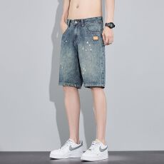 批发实拍2025<b class='q'>夏</b>季新款潮牌破洞牛仔短裤男百搭宽松韩版潮流ins五分裤