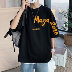 批发纯棉短袖t恤五分袖男士<b class='q'>夏</b>季2025新款潮牌青少年男生体恤男款衣服