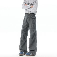 批发秋季新款美式复古水洗多口袋<b class='q'>工装</b>裤男女直筒宽松街头休闲长裤