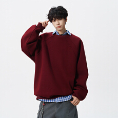 批发实拍秋冬新款潮牌重磅470G针织纯棉卫衣男套头中性百搭结构款