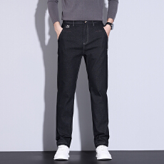 批发实拍2025秋冬新款潮流仿牛仔休闲裤男直筒半<b class='q'>松紧腰</b>百搭弹力<b class='q'>牛仔裤</b>