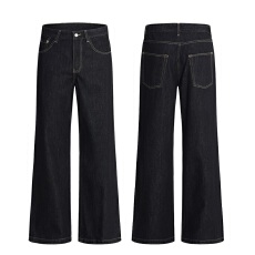 批发2025秋冬日本冈山黑色复古怀旧宽松直筒A型牛仔裤男老钱风长<b class='q'>裤子</b>