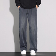 批发实拍2025秋冬新款<b class='q'>松紧腰</b>仿牛仔天丝休闲裤男宽松百搭阔腿裤