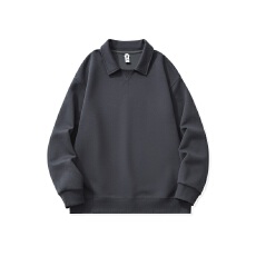 批发实拍2025秋冬新款重磅纯棉翻领卫衣男宽松百搭长袖Polo衫