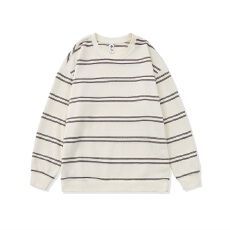 批发实拍2025秋冬新款重磅纯棉<b class='q'>条纹</b>圆领卫衣男宽松百搭<b class='q'>长袖</b><b class='q'>T</b>恤衫