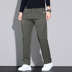 批发实拍2025秋冬新款半松紧休闲裤男轻商务直筒百搭通勤大码长裤