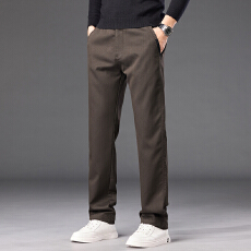 实拍2025秋冬新款轻商务修身弹力半松紧休闲裤男直筒百搭通勤长裤