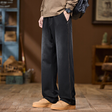 实拍2025秋冬季新款弹力直筒针织牛仔裤男宽松百搭复古裤子