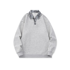 批发实拍2025秋冬新款360g重磅泡泡格polo衫卫衣长袖翻领上衣男