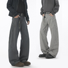 批发实拍2025秋冬新款纯棉洗水休闲裤男半松紧腰纽扣拉链款百搭长裤