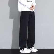 批发实拍2025秋冬新款运动裤子男休闲长裤宽松直筒华夫格重磅阔腿卫裤