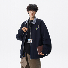 批发实拍潮牌两面穿工装<b class='q'>夹克</b><b class='q'>男</b>重磅全棉洗水复古翻领宽松百搭外套