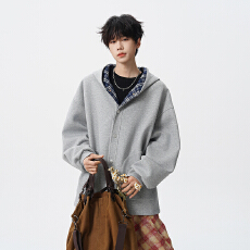 批发实拍<b class='q'>秋</b>冬新款潮牌重磅连帽针织开衫卫衣男女中性款撞色外套