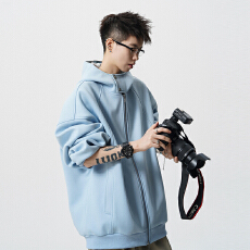 批发实拍<b class='q'>秋</b>冬新款潮牌重磅连帽撞色针织开衫卫衣男女中性简约拉链款