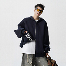 批发实拍<b class='q'>秋</b>冬新款潮牌重磅连帽针织外套拉链开衫卫衣男女中性款