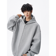 批发实拍<b class='q'>秋</b>冬新款潮牌重磅连帽针织外套男拉链开衫中性卫衣百搭结构款