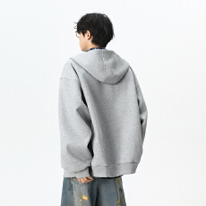 批发实拍<b class='q'>秋</b>冬新款潮牌重磅连帽撞色针织外套男拉链开衫百搭中性卫衣