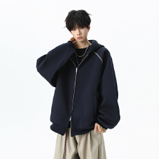 批发实拍2025<b class='q'>秋</b>冬新款潮牌重磅470g连帽针织外套男拉链开衫中性卫衣