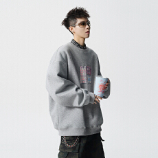 批发实拍<b class='q'>秋</b>冬新款潮牌重磅针织纯棉潮牌刺绣圆领卫衣男女中性百搭套头