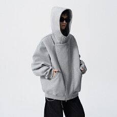 批发实拍<b class='q'>秋</b>冬新款潮牌结构款针织外套连帽开衫拉链卫衣男女中性百搭款