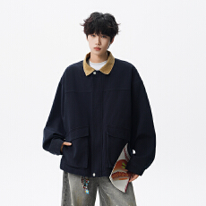 实拍2025秋冬新款潮牌美式工装外套重磅全棉复古水洗做旧夹克男