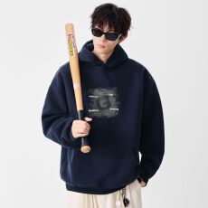 实拍2025秋冬新款卫衣男日系复古印花宽松套头帽衫百搭休闲外套