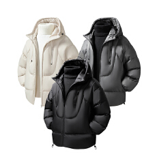 批发实拍冬装潮牌保暖棉服连帽宽松休闲百搭加厚面包服棉袄抗寒外套男