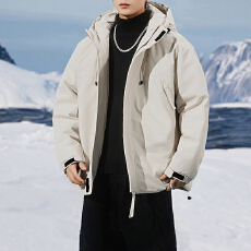 批发冬季新款羽绒服新国标90白鸭绒男士加厚潮牌保暖工装连帽加厚外套