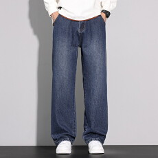 批发实拍2025秋冬新款简约线条流畅直筒大方牛仔裤男宽松百搭潮流长裤