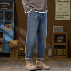 批发实拍2025秋冬新款锥形牛仔裤男显瘦显高随性百搭潮流耐磨长裤