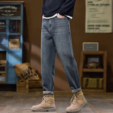 批发实拍2025秋冬新款潮牌简约锥形牛仔裤男士宽松百搭潮流耐磨裤子