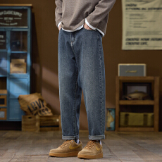 批发实拍2025秋冬新款美式复古锥形牛仔裤男百搭显腿直耐磨裤子
