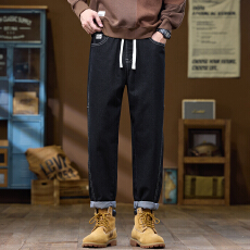 批发实拍秋冬新款原牛锥形牛仔裤男百搭修饰腿型显瘦显高经典弹力裤子