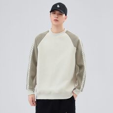 批发实拍2025<b class='q'>秋</b>冬新款圆领拼接撞色卫衣男士宽松百搭休闲情侣上衣外套