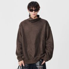 批发实拍2025<b class='q'>秋</b>冬新款立领针织衫卫衣男士宽松百搭日系纯色复古套头衫