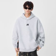 批发实拍<b class='q'>秋</b>冬新款连帽套头卫衣男刺绣宽松休闲百搭帽衫潮牌情侣上衣