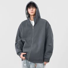 批发实拍2025<b class='q'>秋</b>冬新款连帽日系复古拉链开衫卫衣男百搭潮流宽松帽衫