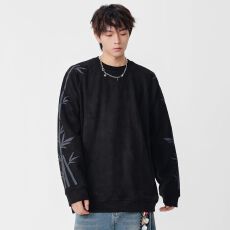 批发实拍2025<b class='q'>秋</b>冬新款潮牌印花卫衣男日系复古宽松套头内搭上衣