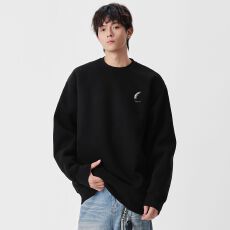 批发实拍2025<b class='q'>秋</b>冬新款潮牌简约刺绣卫衣男日系复古宽松套头百搭上衣