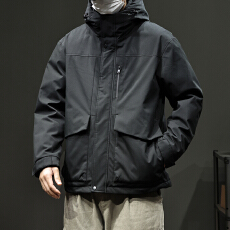 批发冬装新款重磅简约连帽羽绒服男新国标90白鸭绒保暖户外羽绒外套