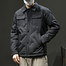 批发冬装新款工装翻领轻薄羽绒服男新国标90白鸭绒保暖户外羽绒外套