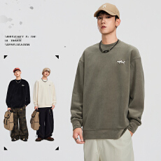 批发实拍秋<b class='q'>冬</b>新款圆领卫衣男美式潮牌重磅鲨鱼刺绣潮牌宽松情侣上衣